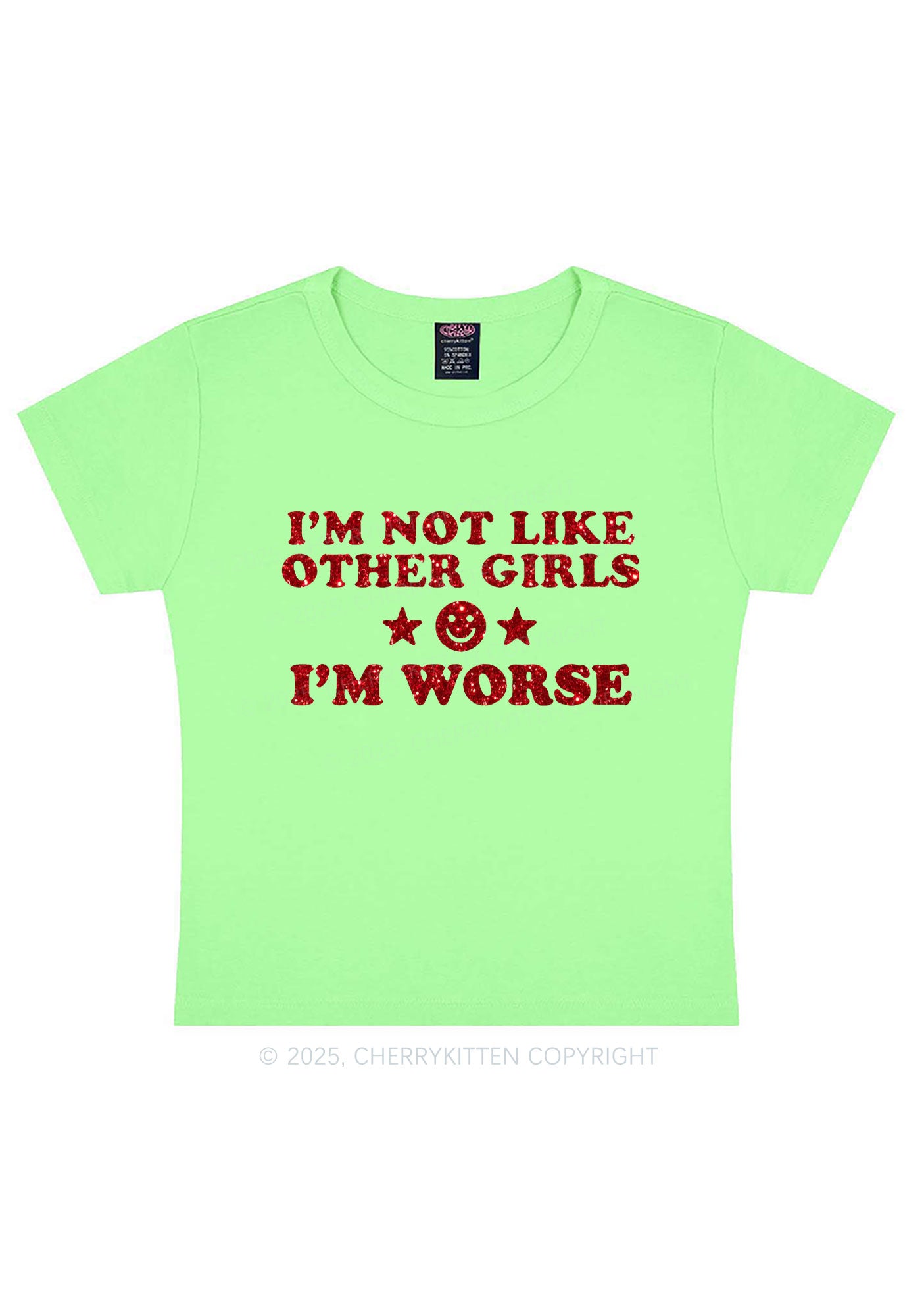 Glitter Im Worse Y2K Baby Tee Cherrykitten