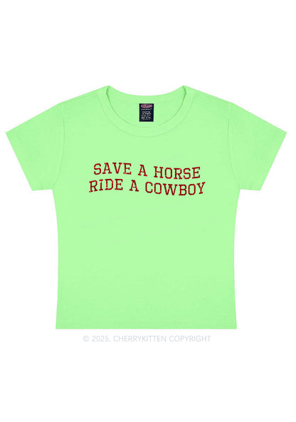Glitter Save A Horse Y2K Baby Tee Cherrykitten
