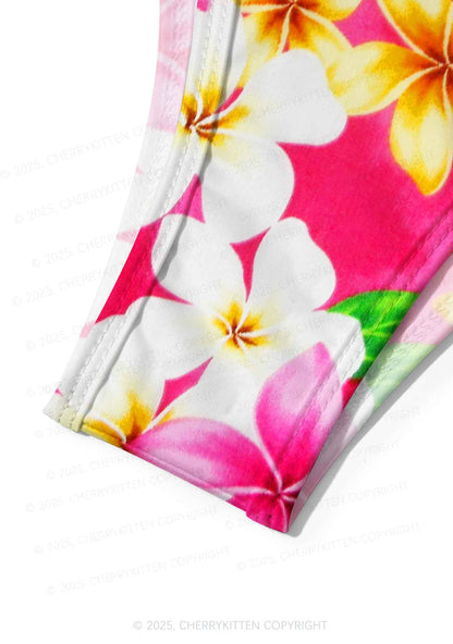 Pink Plumeria Y2K Print Bikini Set Cherrykitten