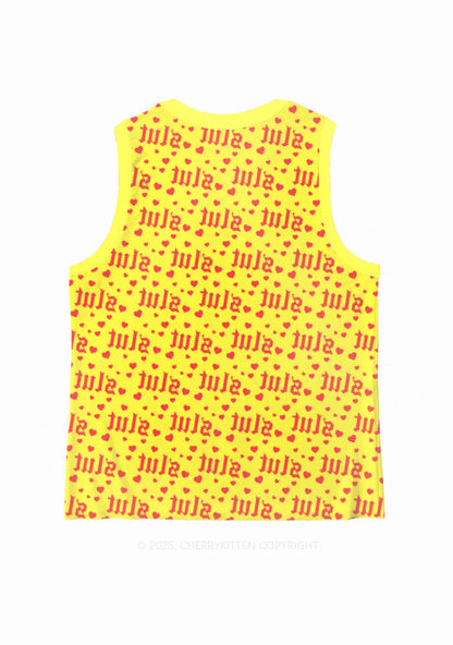 Yellow Slxt Y2K Mesh Muscle Tank Cherrykitten