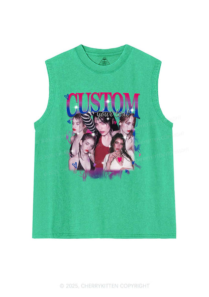 Custom Photo Bisexual Pride Y2K Washed Muscle Tank Cherrykitten