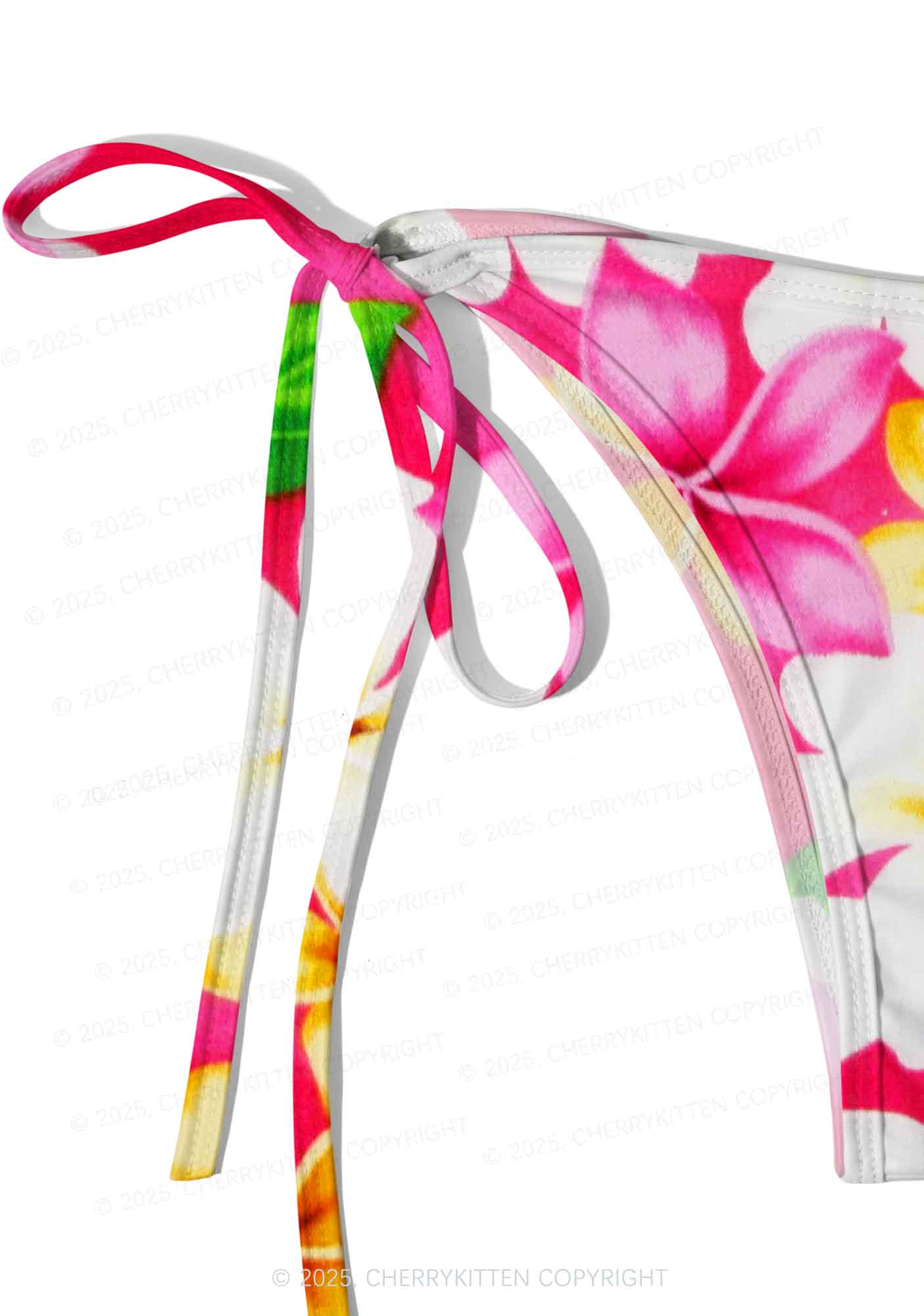 Pink Plumeria Y2K Print Bikini Set Cherrykitten