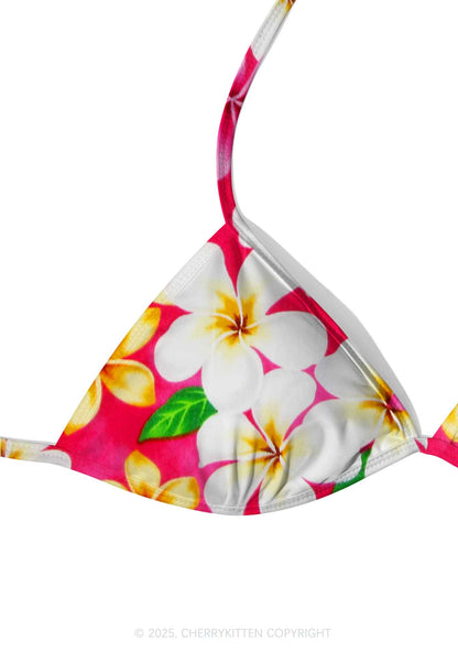 Pink Plumeria Y2K Print Bikini Set Cherrykitten