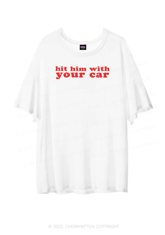 Hit Him Y2K Sheer Boyfriend Tee Cherrykitten