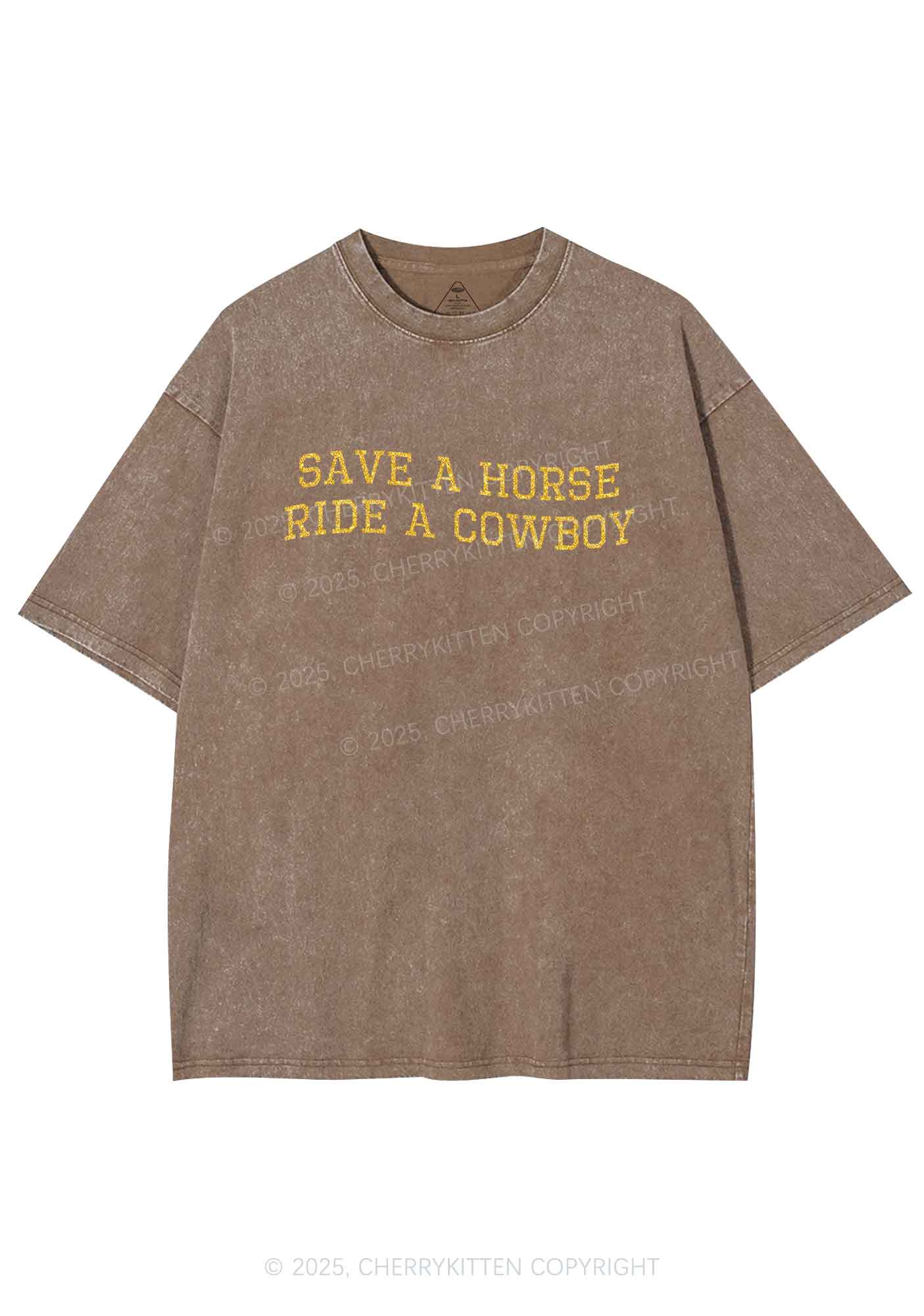Glitter Save A Horse Y2K Shirts Washed Tee Cherrykitten
