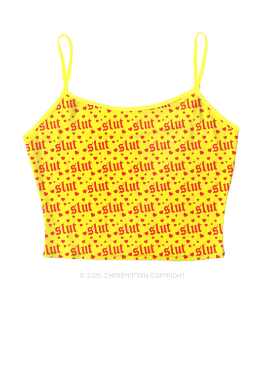 Yellow Slxt Y2K Mesh Cami Tank Cherrykitten