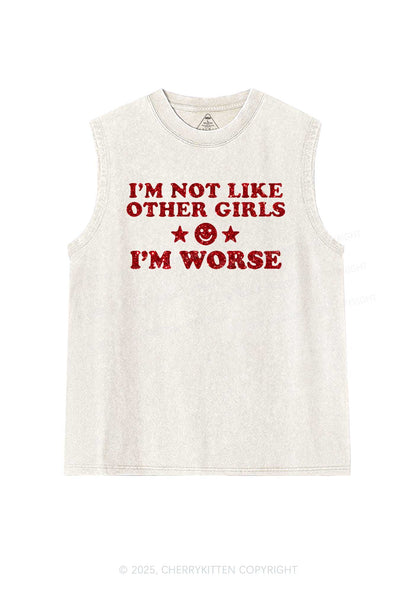 Glitter Im Worse Y2K Washed Muscle Tank Cherrykitten