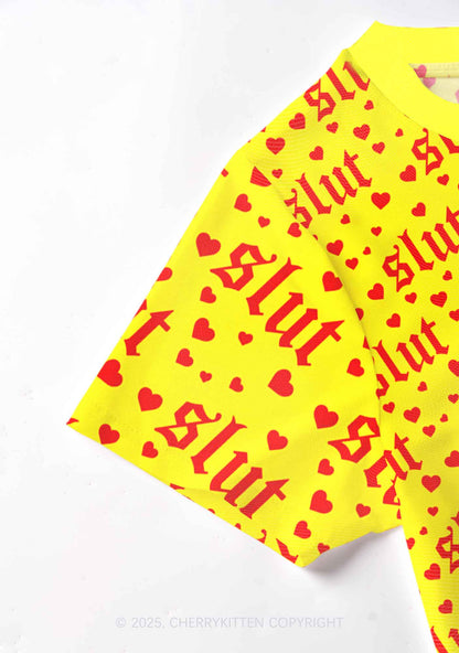 Yellow Slxt  Y2K Mesh Crop Top Cherrykitten