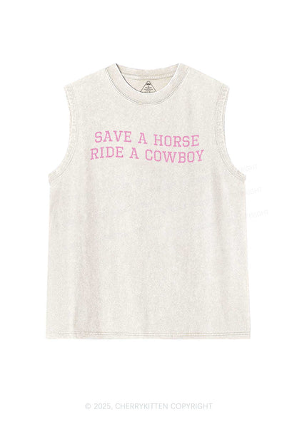 Glitter Save A Horse Y2K Washed Muscle Tank Cherrykitten