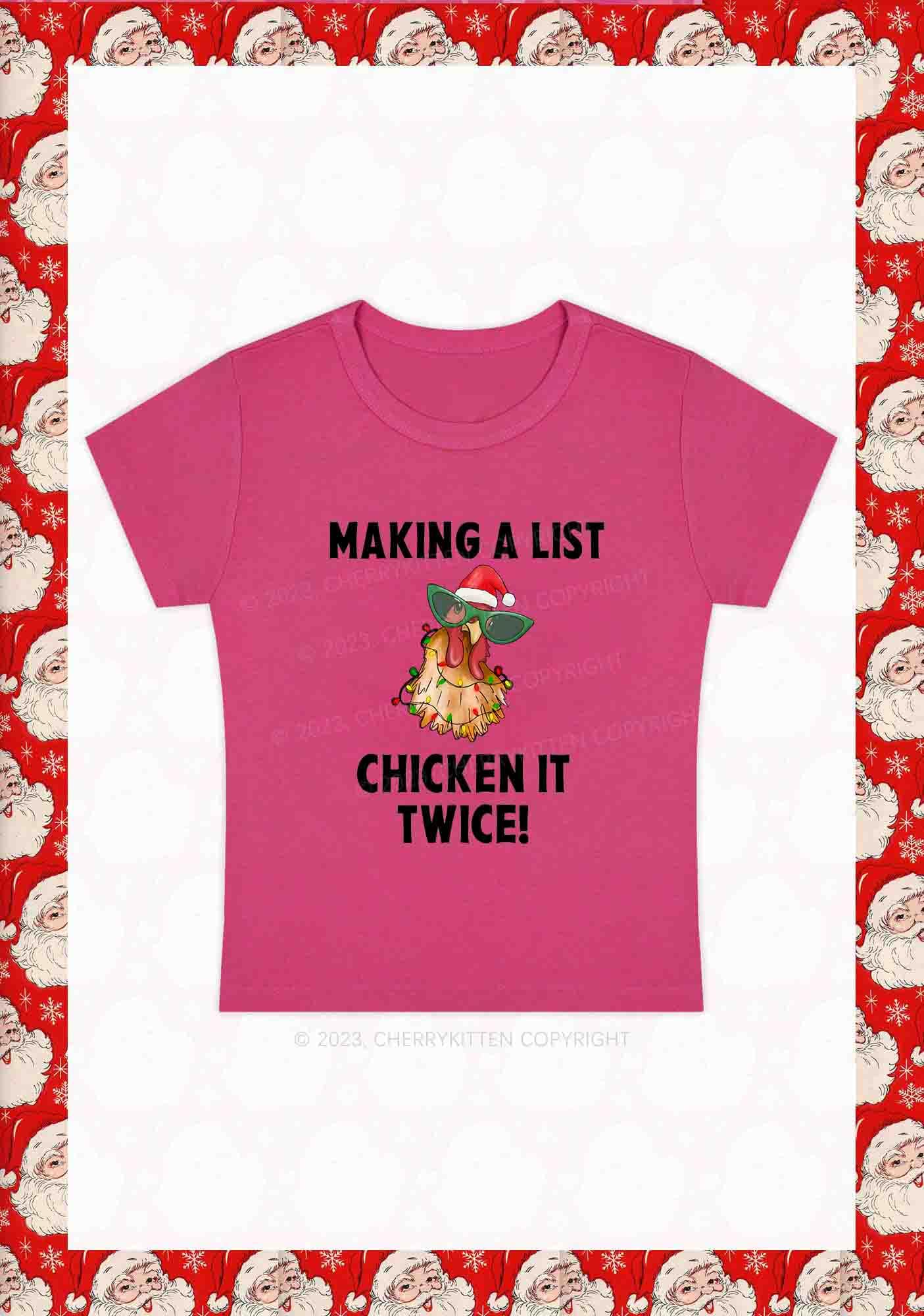 Chicken It Twice Christmas Y2K Baby Tee Cherrykitten