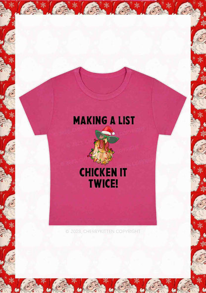 Chicken It Twice Christmas Y2K Baby Tee Cherrykitten