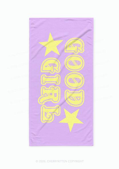 Pastel Purple Good Girl Y2K Beach Towel Cherrykitten