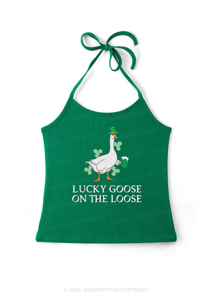 Lucky Goose On The Loose St Patricks Y2K Halter Neck Cami Cherrykitten