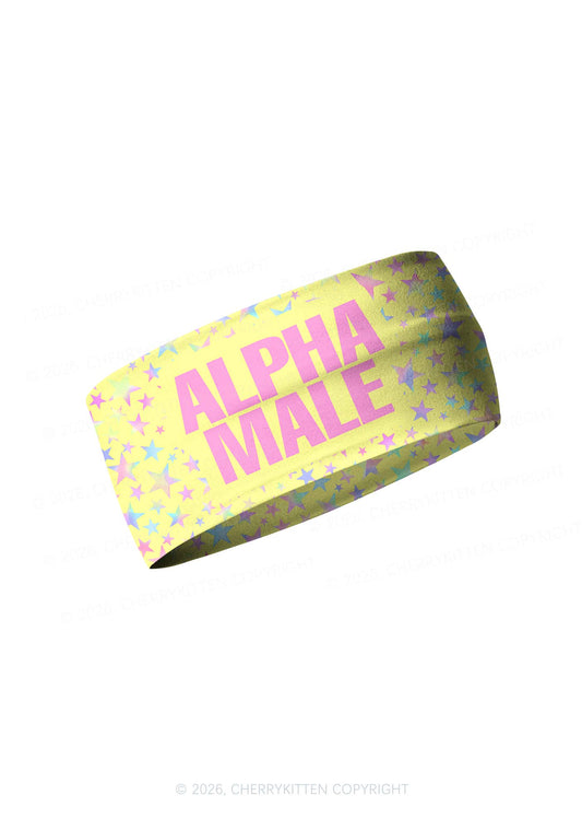 Pale Yellow Alpha Male Pride Y2K Print Headband Cherrykitten