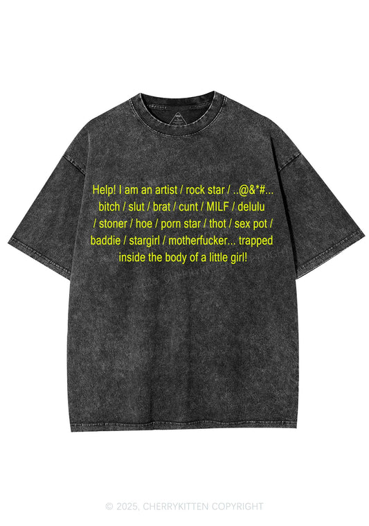 Help Little Girl Y2K Shirts Washed Tee Cherrykitten