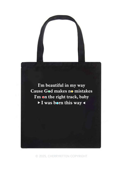 I Was Born This Way Pride Y2K Canvas Tote Bag Cherrykitten