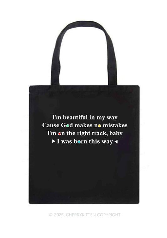 I Was Born This Way Pride Y2K Canvas Tote Bag Cherrykitten