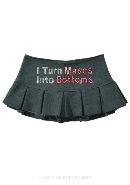 Rhinestone I Turn Mascs Into Bottoms Y2K Mini Pleated Skirts Cherrykitten