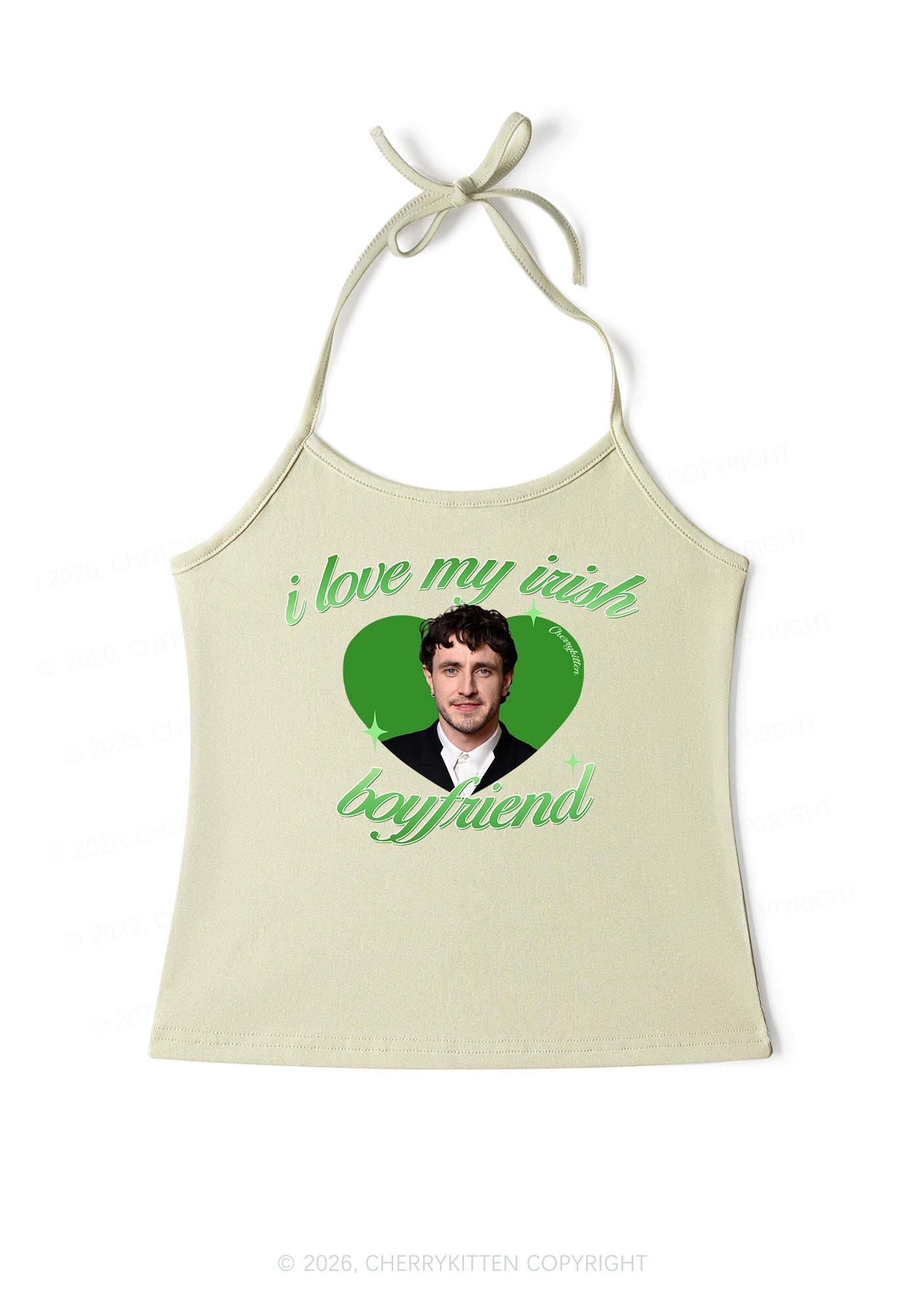 Custom Love My Irish Boyfriend St Patricks Y2K Halter Neck Cami Cherrykitten
