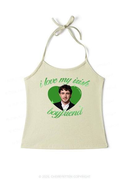 Custom Love My Irish Boyfriend St Patricks Y2K Halter Neck Cami Cherrykitten