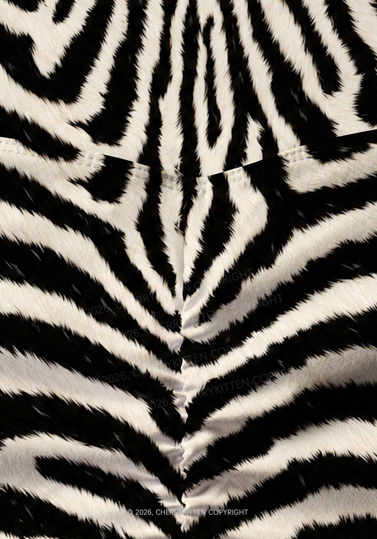 Black And White Zebra Striped Y2K Print Gym Shorts Cherrykitten