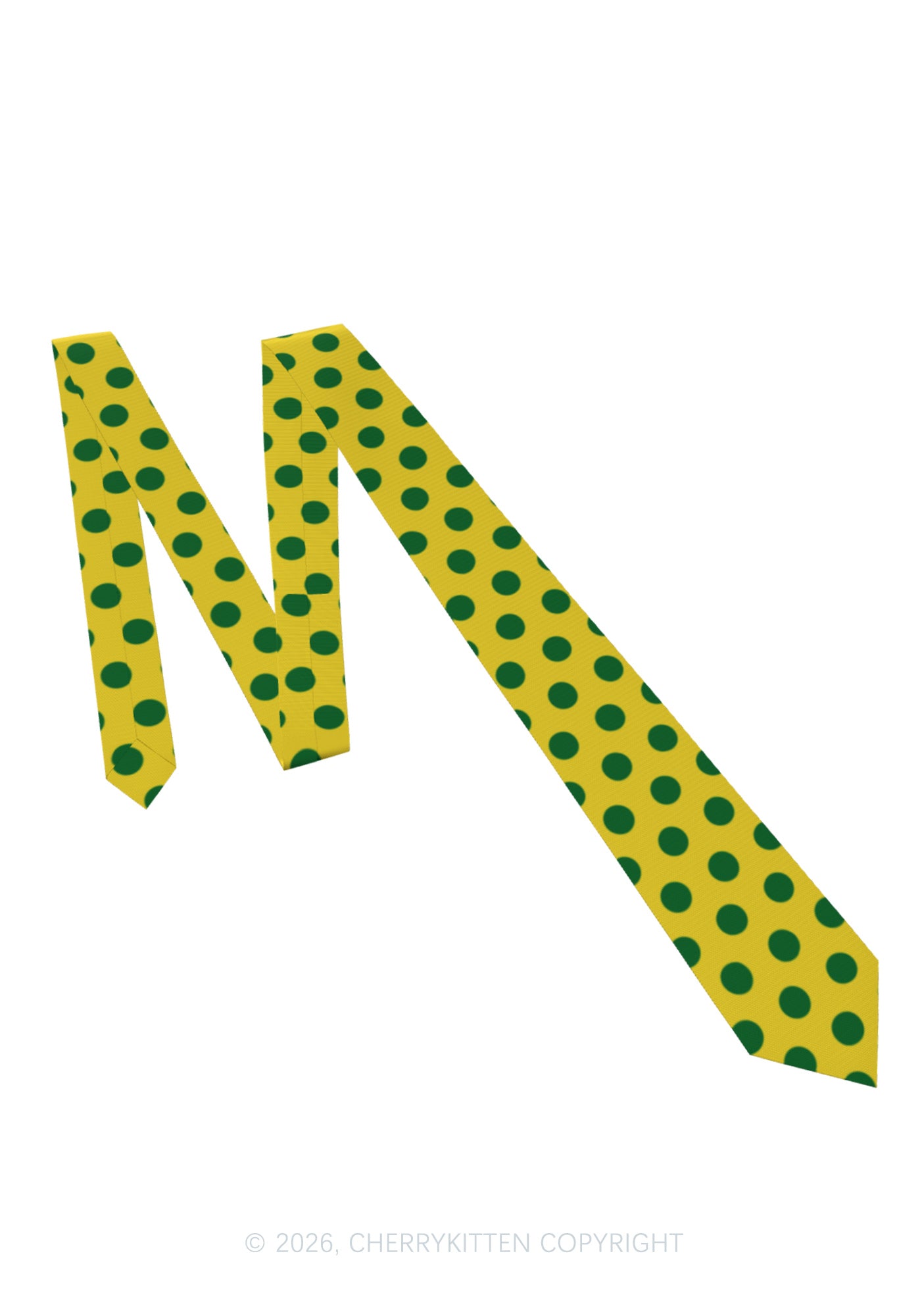 Green Dots On Yellow Y2K Necktie Cherrykitten
