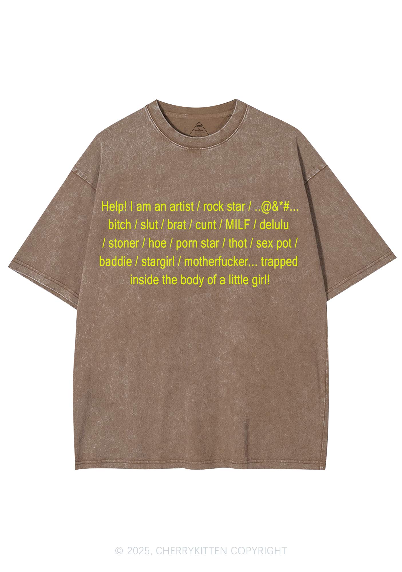 Help Little Girl Y2K Shirts Washed Tee Cherrykitten