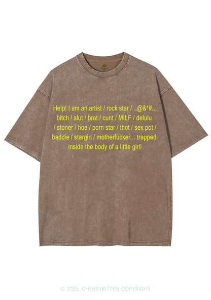 Help Little Girl Y2K Shirts Washed Tee Cherrykitten