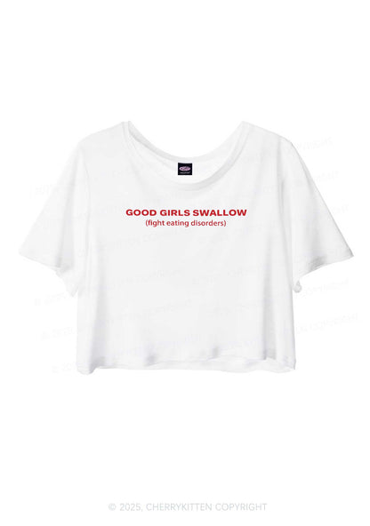 Good Girls Swallow Y2K Sheer Crop Tee Cherrykitten