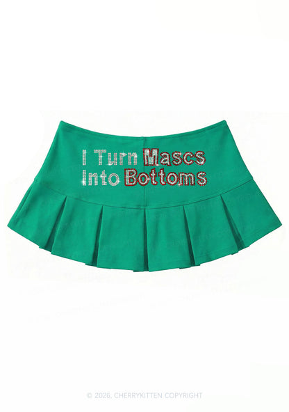 Rhinestone I Turn Mascs Into Bottoms Y2K Mini Pleated Skirts Cherrykitten