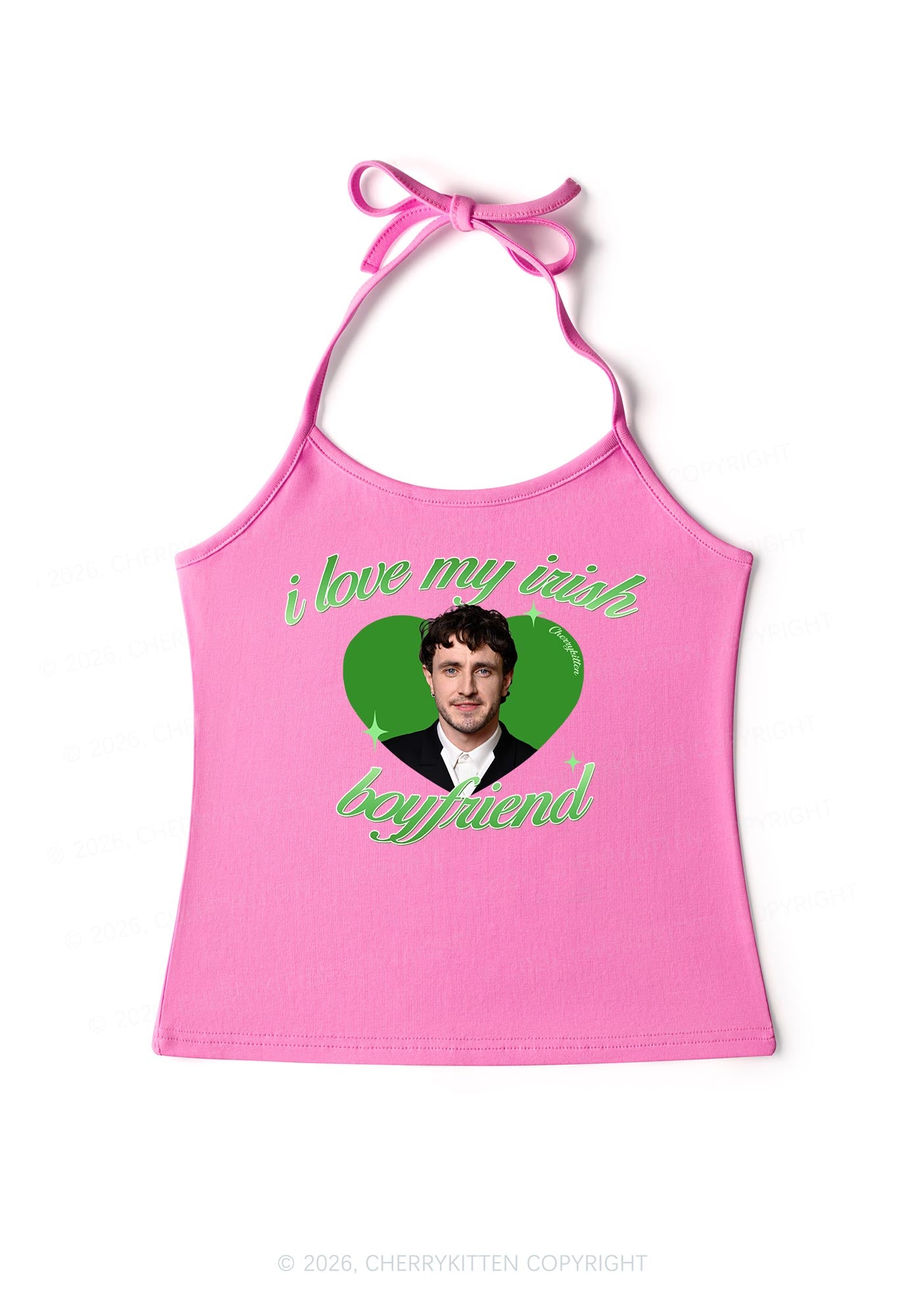 Custom Love My Irish Boyfriend St Patricks Y2K Halter Neck Cami Cherrykitten