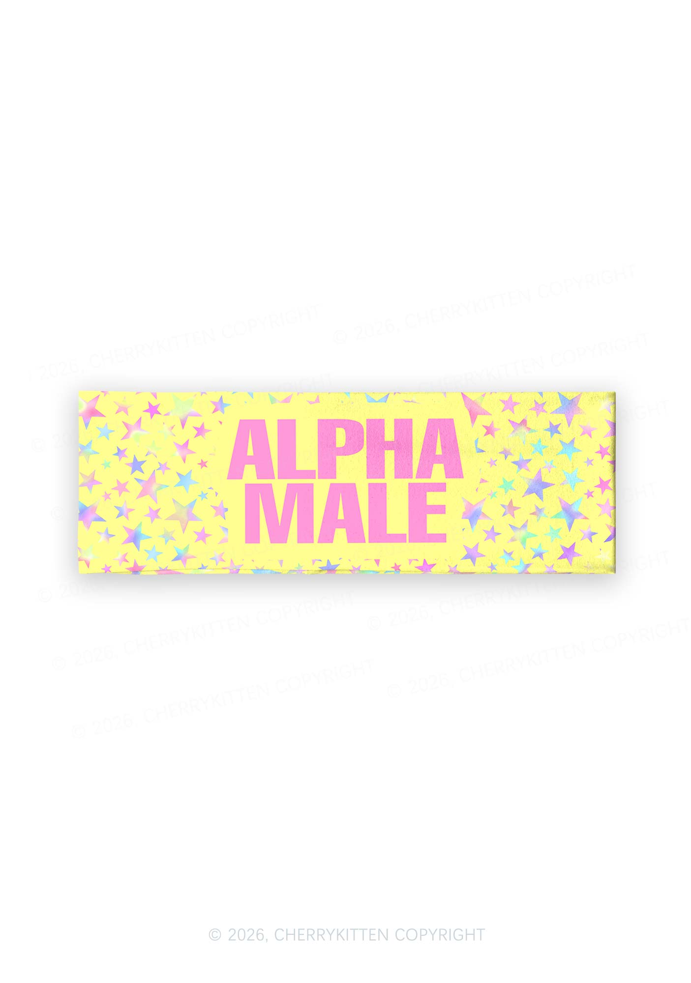 Pale Yellow Alpha Male Pride Y2K Print Headband Cherrykitten