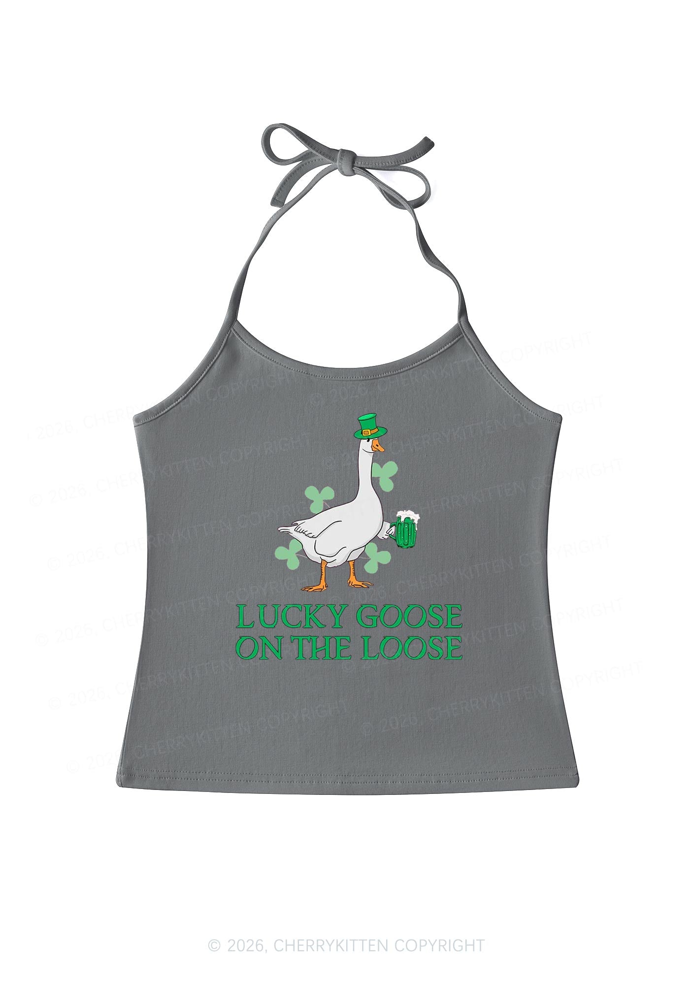 Lucky Goose On The Loose St Patricks Y2K Halter Neck Cami Cherrykitten