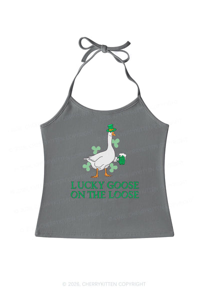 Lucky Goose On The Loose St Patricks Y2K Halter Neck Cami Cherrykitten
