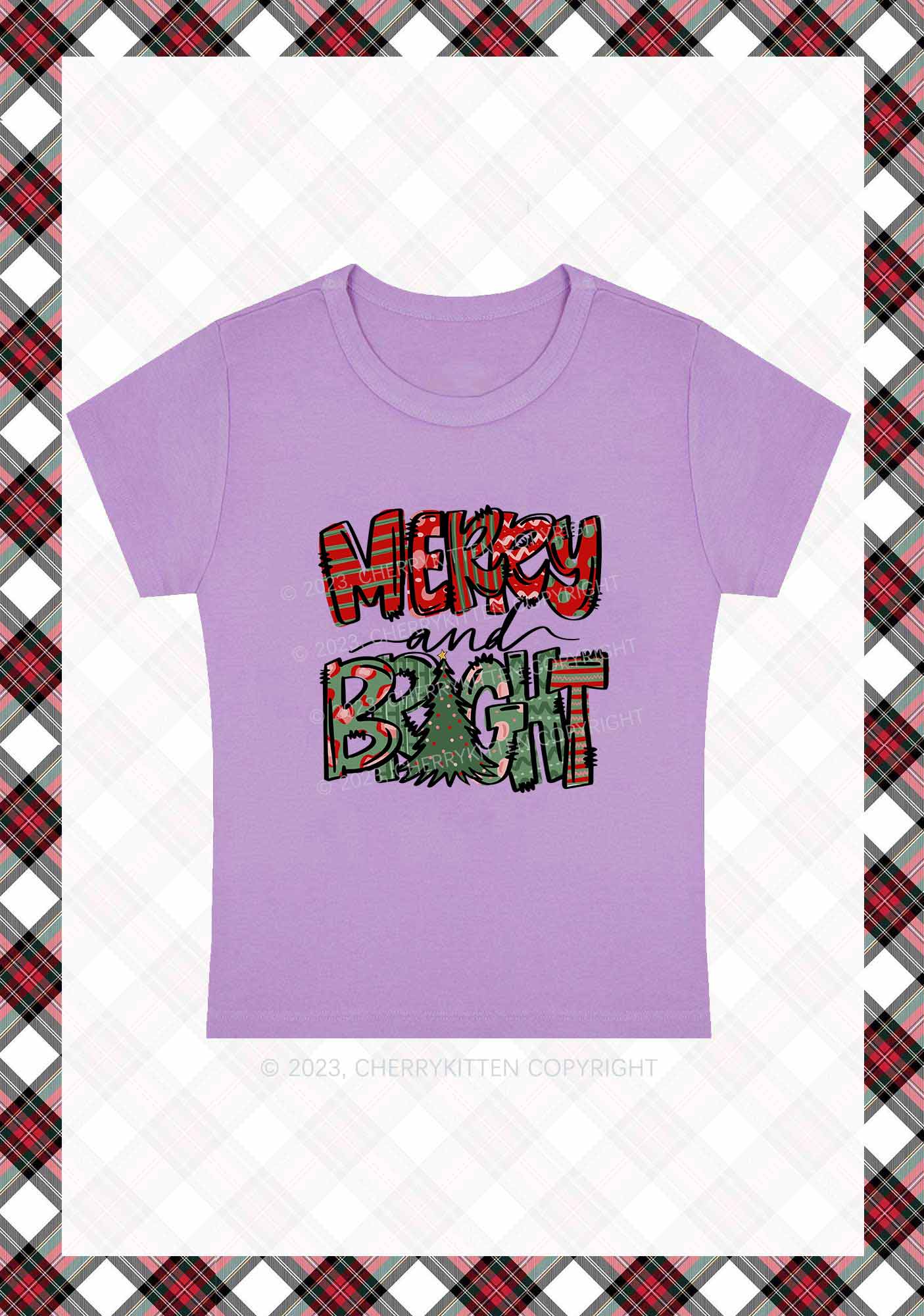 Merry And Bright Christmas Baby Tee Cherrykitten