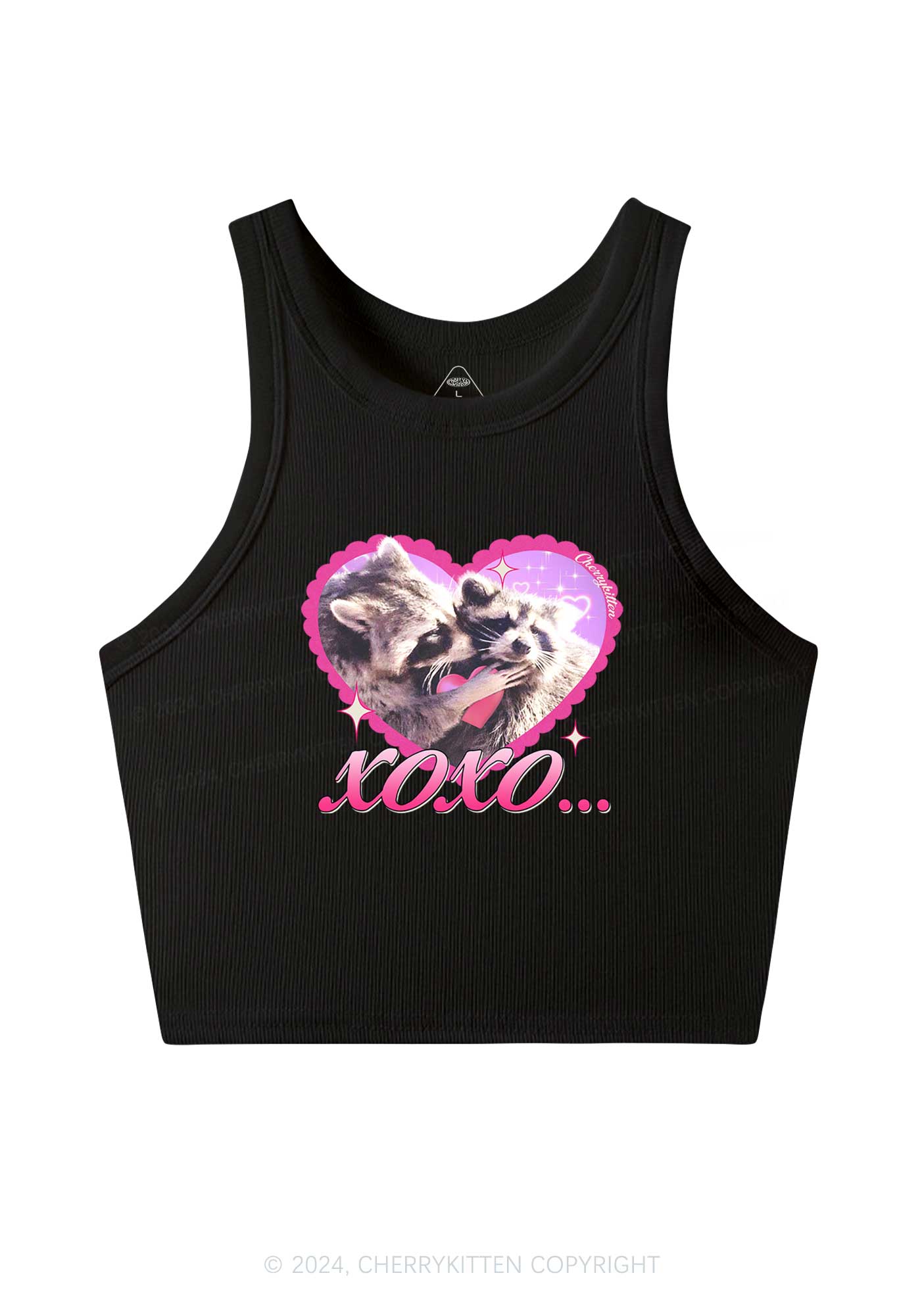 Two Raccoons XOXO Y2K Valentine's Day Crop Tank Top Cherrykitten