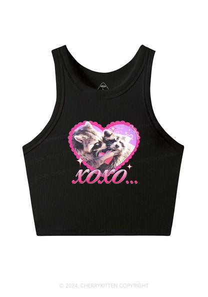 Two Raccoons XOXO Y2K Valentine's Day Crop Tank Top Cherrykitten