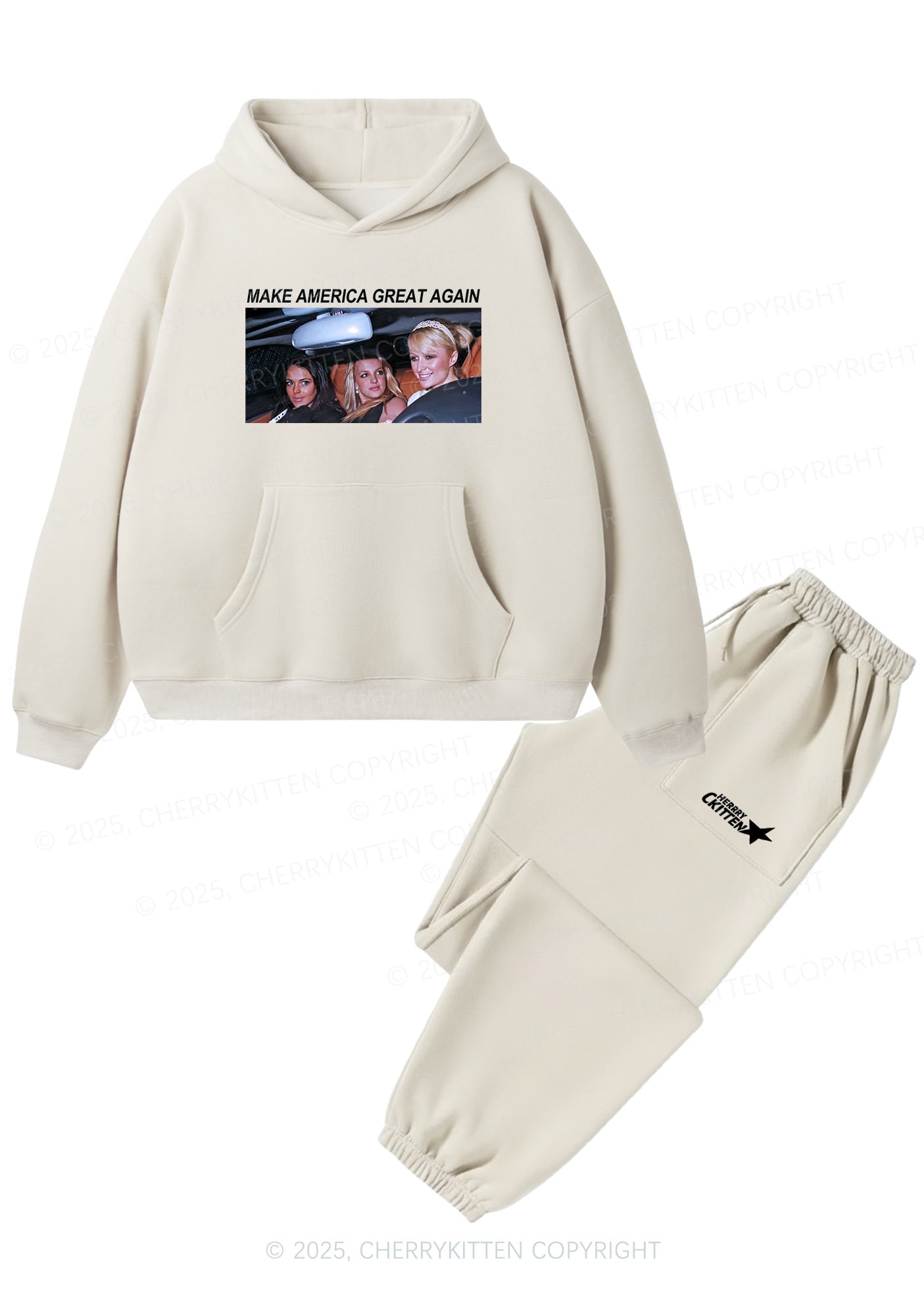 Make America Great Again Y2K Fleece Hoodie Set Cherrykitten