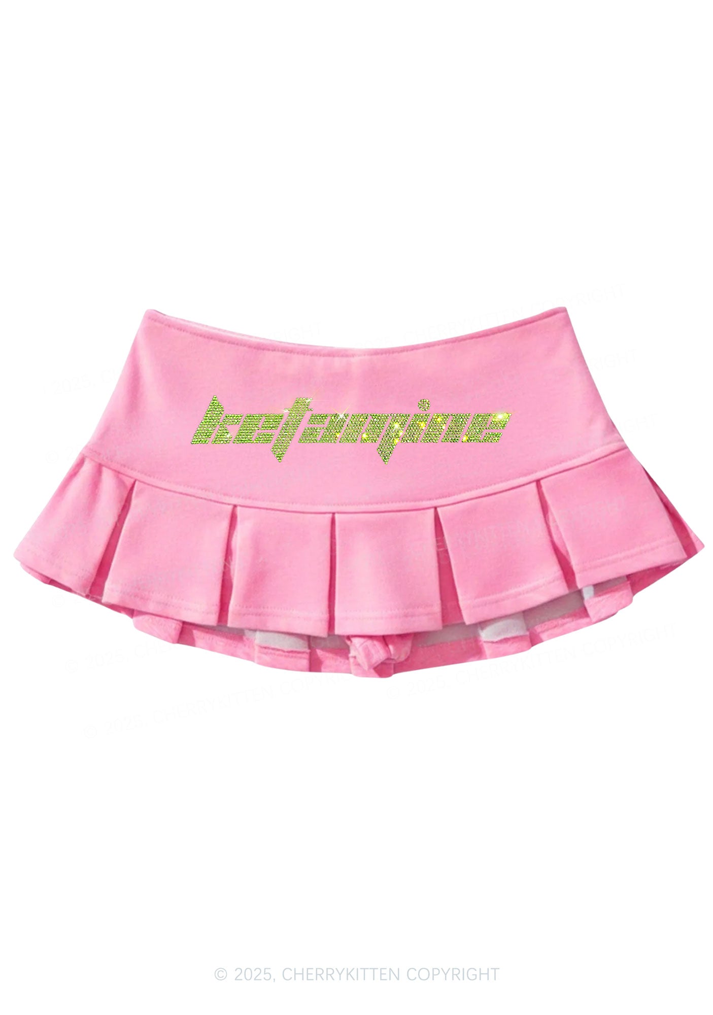 Rhinestone Ketamxxe Y2K Mini Pleated Skirts Cherrykitten