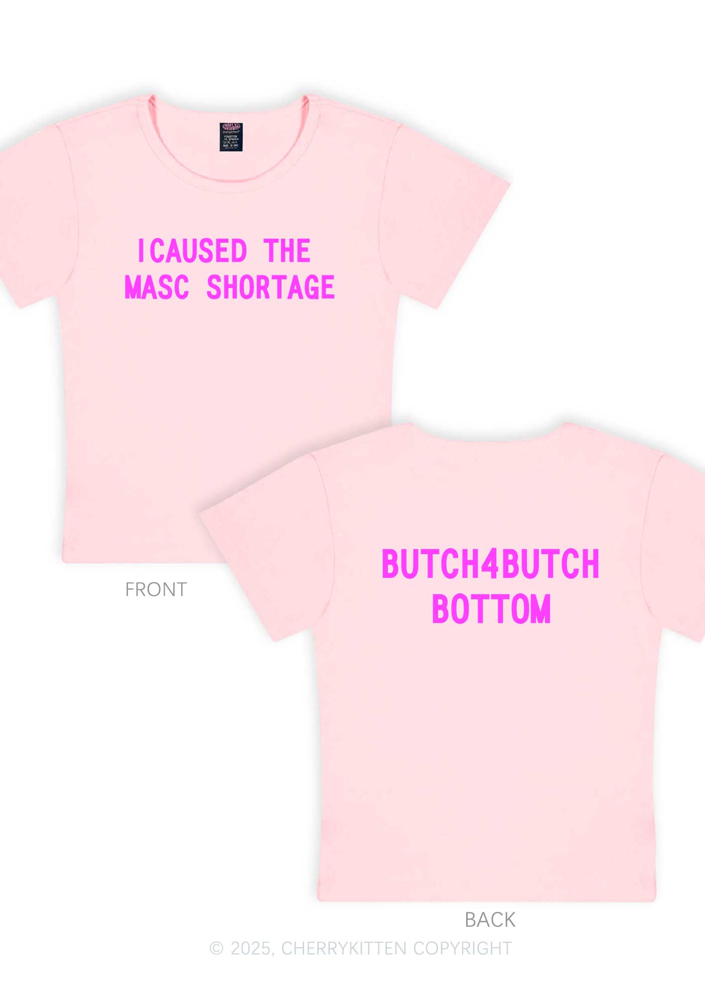 Masc Shortage Two Sides Pride Y2K Baby Tee Cherrykitten