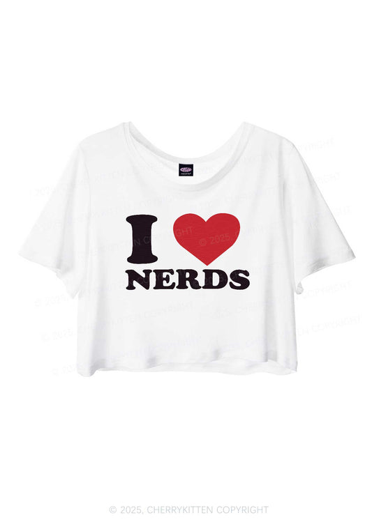 I Love Nerds Y2K Sheer Crop Tee Cherrykitten