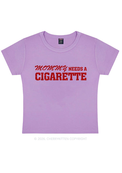 Glitter Mommy Needs A Cigarette Y2K Baby Tee Cherrykitten