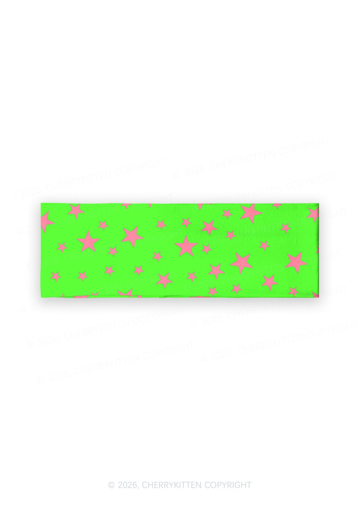 Pink Star On Green Y2K Print Headband Cherrykitten