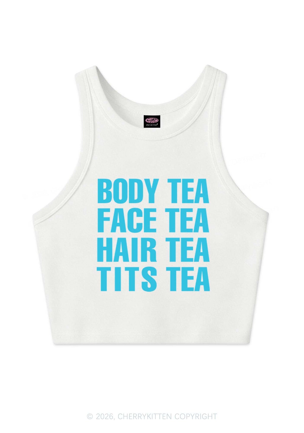 Body Face Hair Txts Tea Y2K Crop Tank Top Cherrykitten