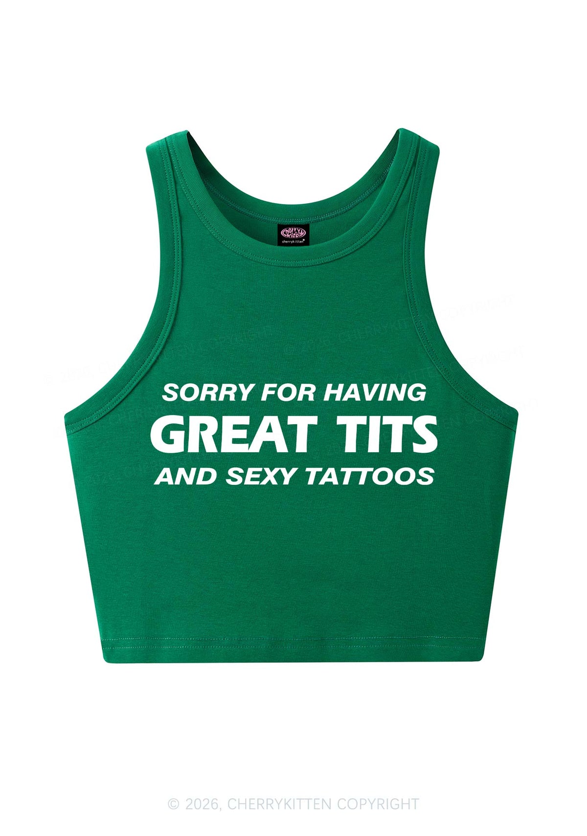 Sorry For Great Txts And Sexy Tattoos Y2K Crop Tank Top Cherrykitten
