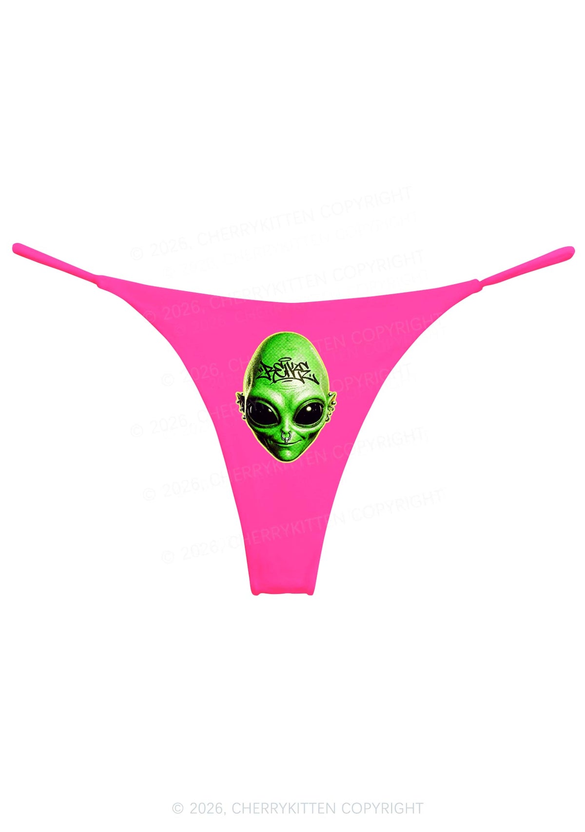 Halloween Green Alien Head Y2K Bikini String Thong Cherrykitten