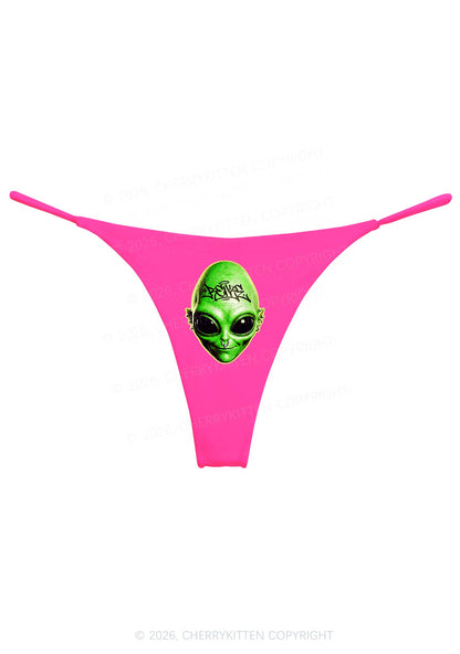 Halloween Green Alien Head Y2K Bikini String Thong Cherrykitten