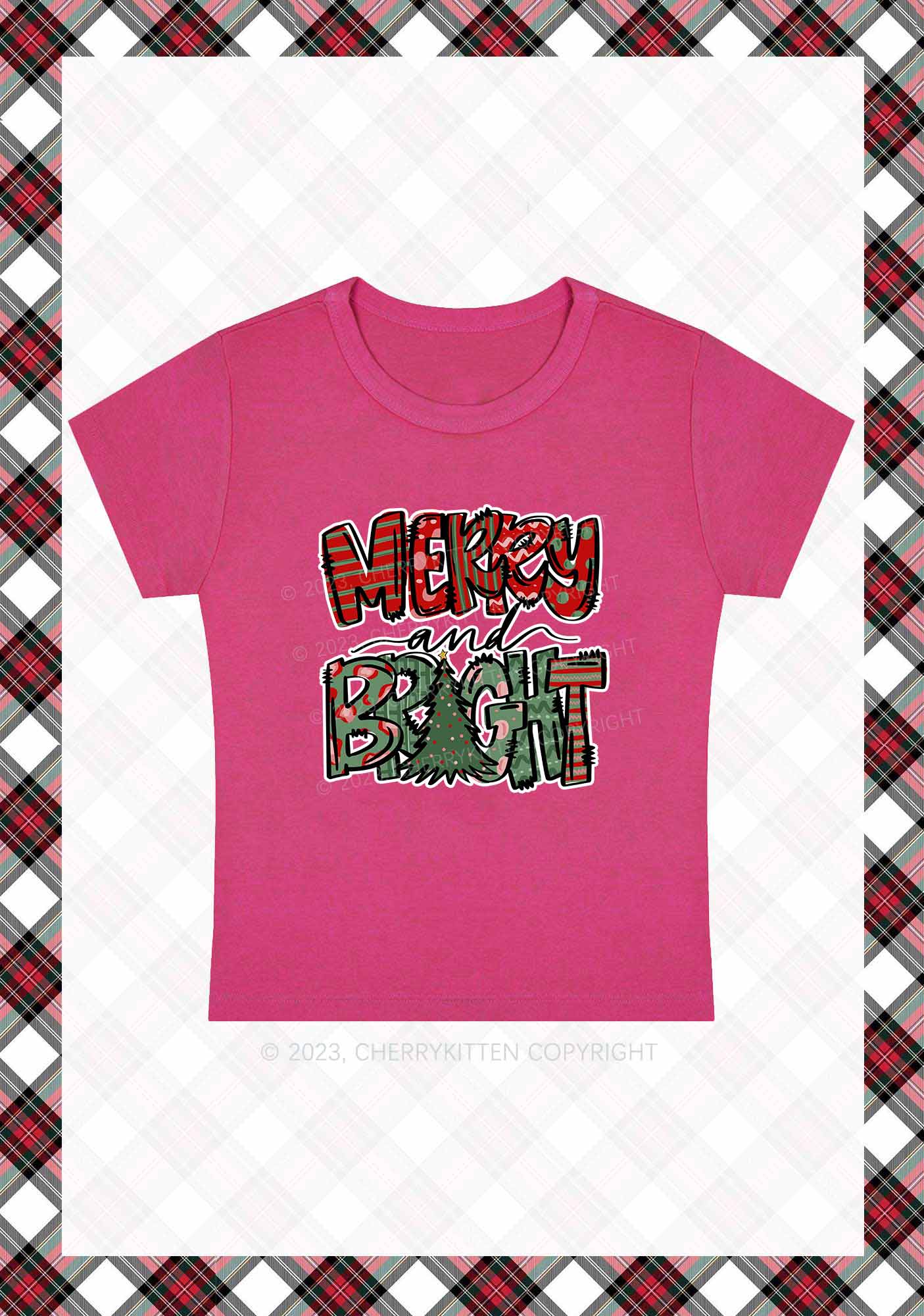Merry And Bright Christmas Baby Tee Cherrykitten
