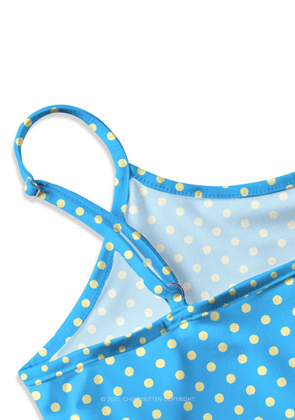 Yellow Polka Dots Freak Y2K Print Slip Dress Cherrykitten