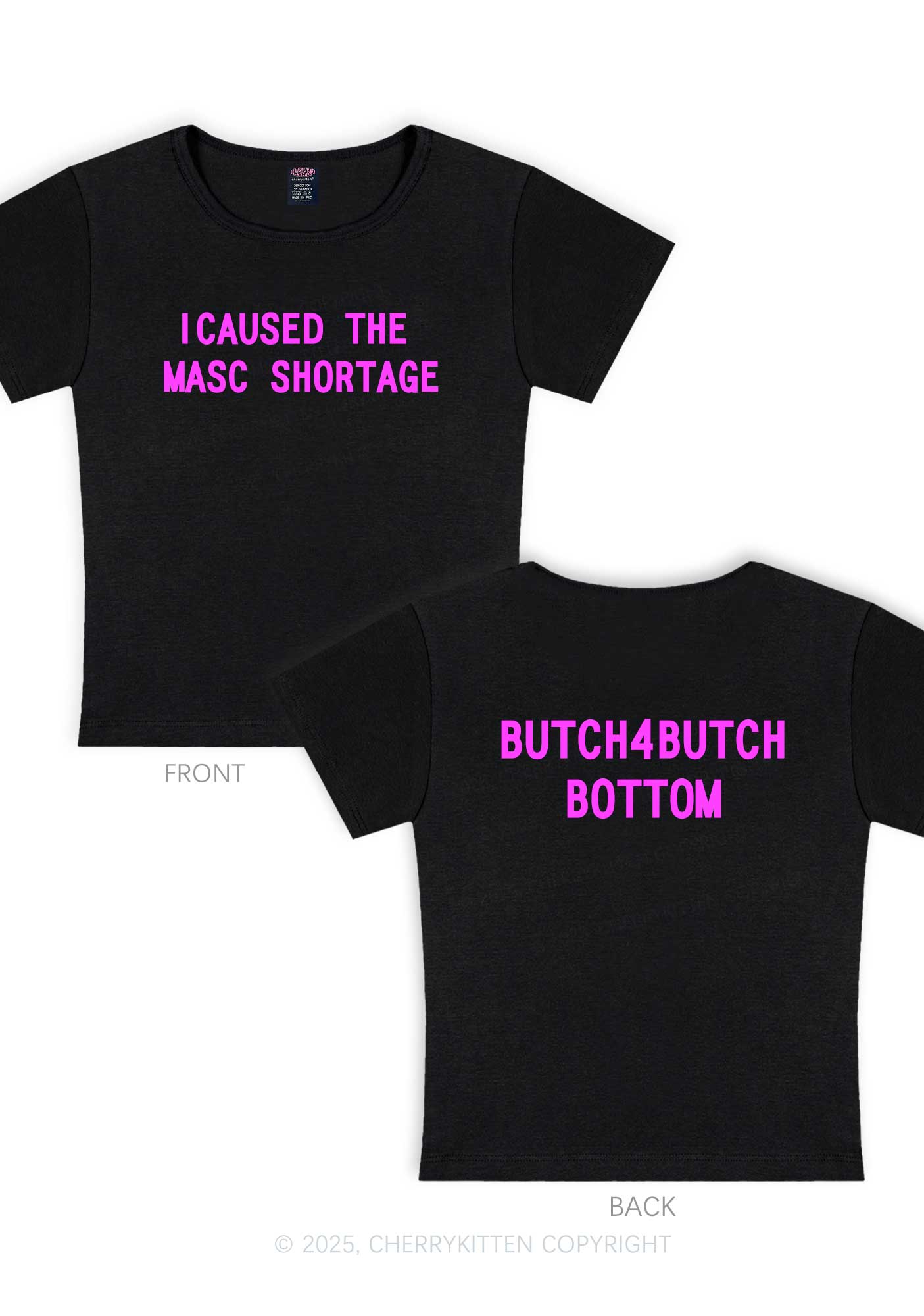 Masc Shortage Two Sides Pride Y2K Baby Tee Cherrykitten